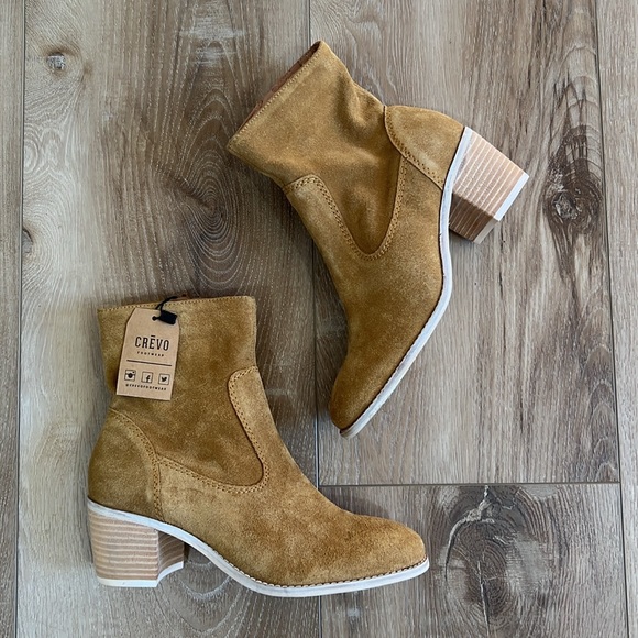 Crevo Leather Ankle Booties in Chestnut - Size 6.5 - Picture 1 of 9